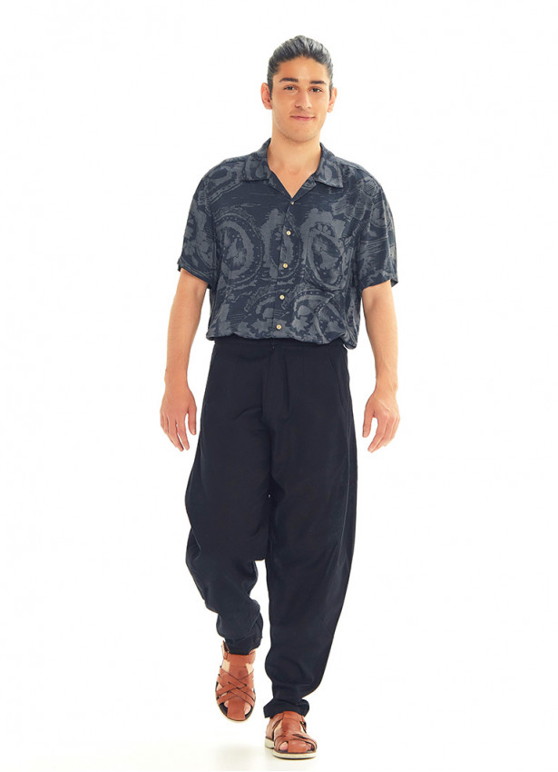 Black Cotton Cropped Balloon Pants