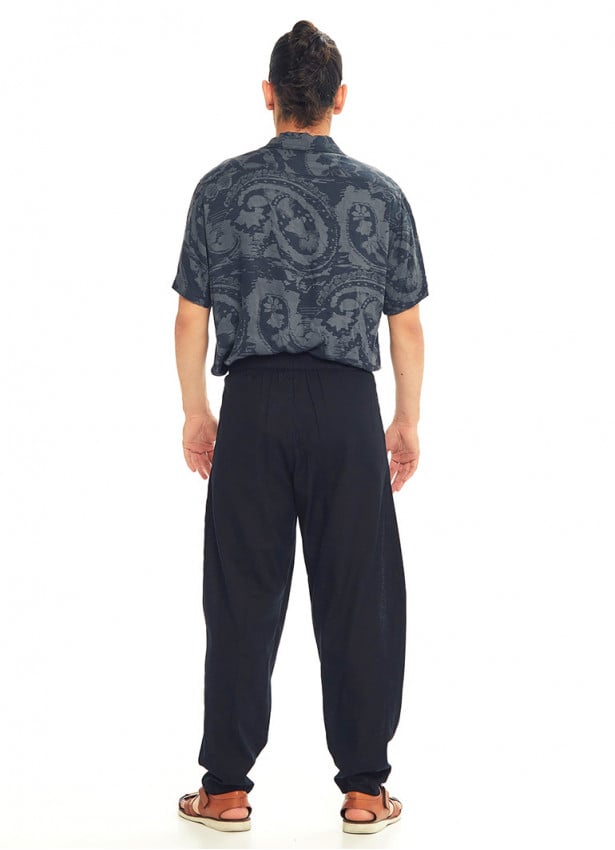 Black Cotton Cropped Balloon Pants