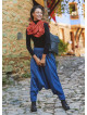 Shirred Waist Elastic Hem Indigo Winter Harem Pants