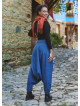 Shirred Waist Elastic Hem Indigo Winter Harem Pants