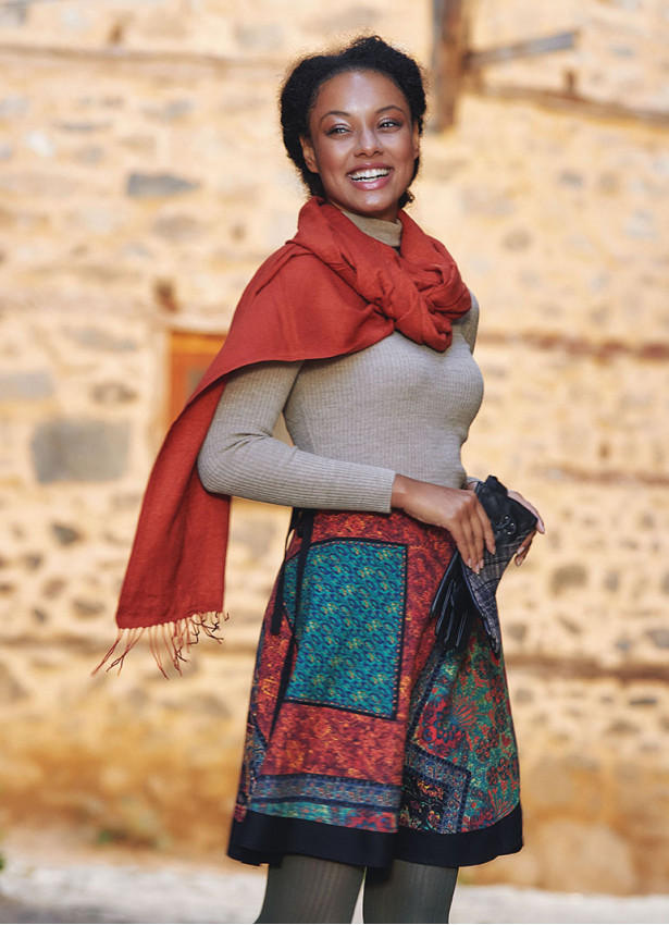 Ethnic Patch Print Cotton Short Wrap Skirt