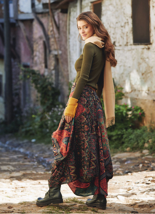 Gypsy Style Ethnic Print Cotton Long Skirt