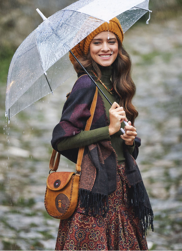 Retro Print Oversized Pocket Long Boho Skirt