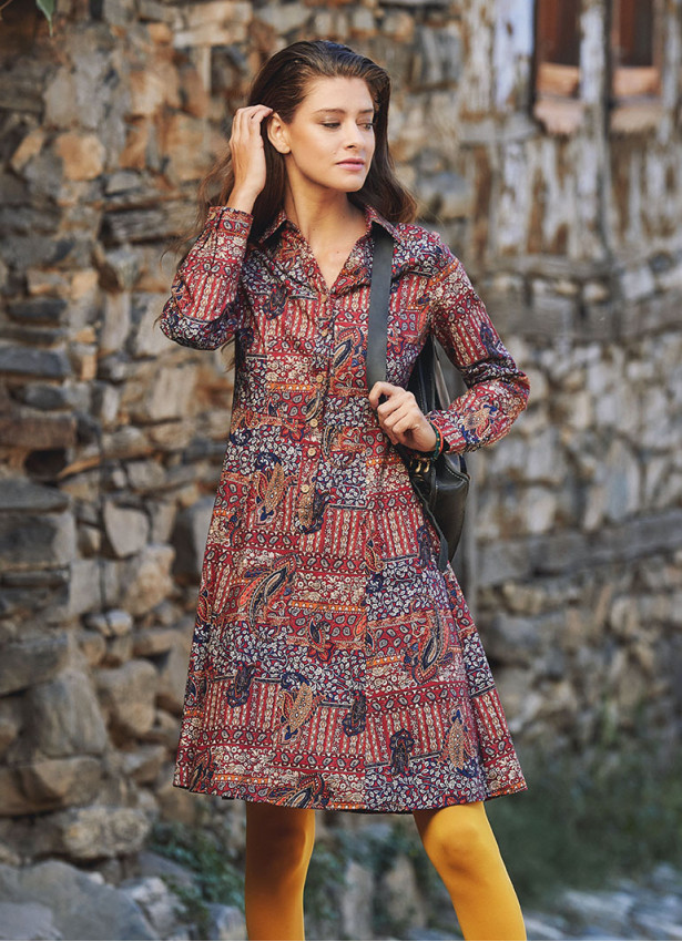 Long Sleeve Shirt Collar Winter Dress