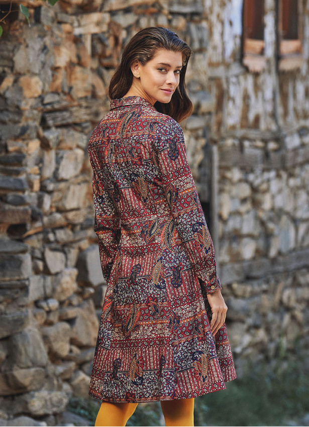 Long Sleeve Shirt Collar Winter Dress