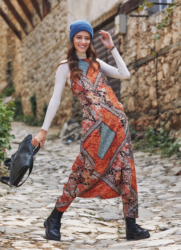 Halter Neck Printed Cotton Jumpsuit