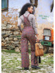 Retro Print Adjustable Buckle Straps Boho Jumpsuit