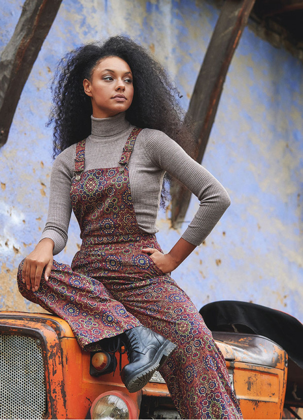 Retro Print Adjustable Buckle Straps Boho Jumpsuit