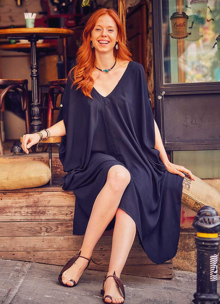 Loose Fit Black Cold Shoulder Dress