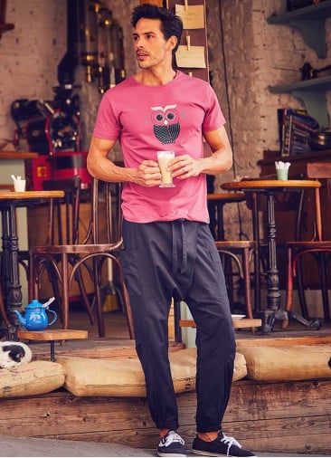 Elastic Waist Hippie Style Mens Wholesale Black Drop Crotch Pants