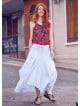 Oversized Pocket Detailed Tie Waist Boho Chic White Long Skirt