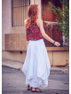Oversized Pocket Detailed Tie Waist Boho Chic White Long Skirt