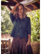 Crew Neck Half Sleeve Button Detailed Khaki Winter Blouse 4784