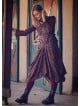 Retro Printed Asymmetrical Hem Long Sleeve Dress