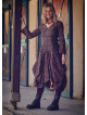 Retro Printed Asymmetrical Hem Long Sleeve Dress