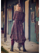 Retro Printed Asymmetrical Hem Long Sleeve Dress