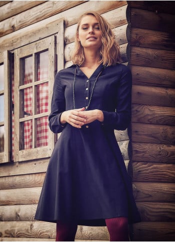 Long Sleeve Knee Length Gypsy Style Wholesale Black Shirt Dress