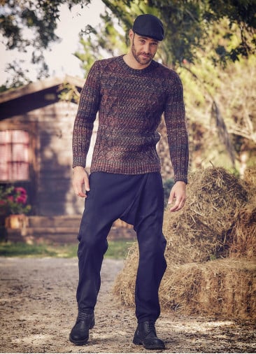 Elastic Waist Hippie Style Mens Wholesale Black Drop Crotch Pants