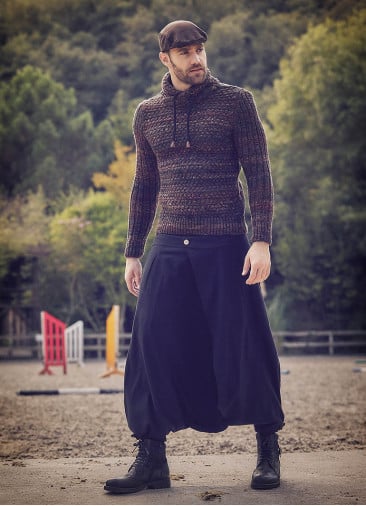 Wrap Front Elastic Waist Boho Wholesale Men's Black Harem Pants