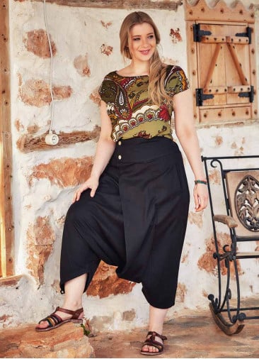 Wrap Front Elastic Waist Bohemian Wholesale Plus Size Harem Pants