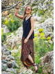 Karat Patterned Ribbed Waistband Wide Harem Pants