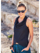 Sleeveless Drape Neck Wrap Front Summer Black Top