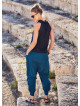 Sleeveless Drape Neck Wrap Front Summer Black Top