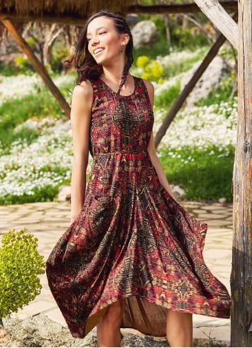 Paisley Print Sleeveless Scoop Neckline Gypsy Dress
