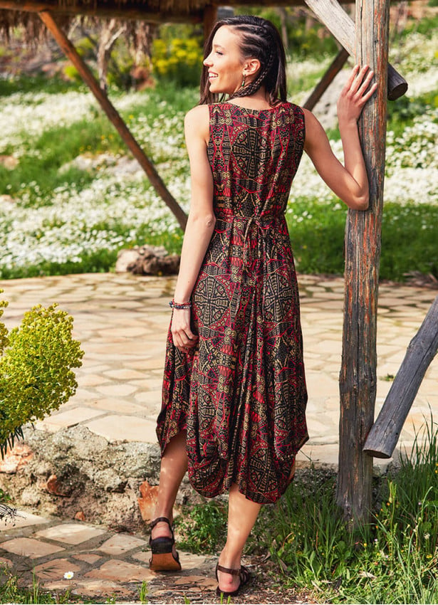 Otantic Print Sleeveless Gypsy Dress | Wholesale Boho Clothing