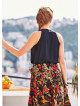 Cleopatra Neckline Pleat Detail Button Closure Top