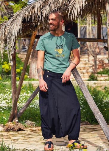 Wrap Front Elastic Waist Boho Wholesale Men's Black Harem Pants