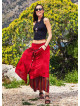 Double Layered Elastic Waist Gypsy Style Long Skirt