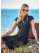 Ethnic Print Shirt Collar Short Sleeve Black Dress