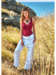 Adjustable Tie Waist White Fisherman Pants