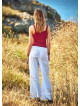 Adjustable Tie Waist White Fisherman Pants