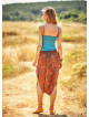Ethnic Print Low Rise Brown Capri Skirt Pants