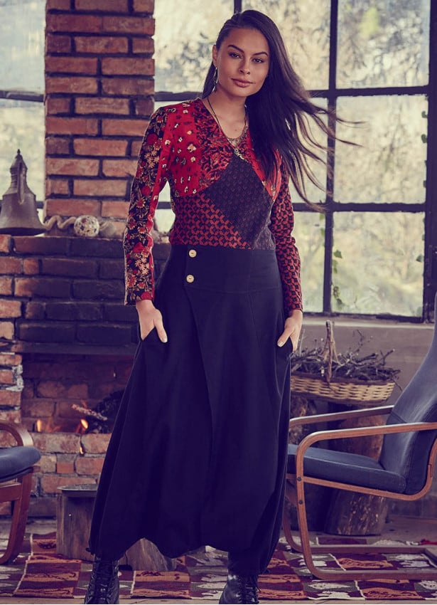 Elastic Waist Wrap Front Wholesale Gypsy Style Black Harem Pants
