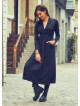 Front Yoke V Neckline Tie Waist Long Sleeve Winter Dress
