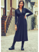 Front Yoke V Neckline Tie Waist Long Sleeve Winter Dress