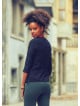 Crew Neck Half Sleeve Button Detailed Black Winter Blouse 4783