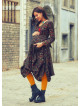 V Neck Tie Waist Boho Style Long Sleeve Cotton Maternity Dress
