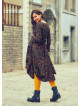 V Neck Tie Waist Boho Style Long Sleeve Cotton Maternity Dress