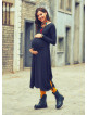 Boat Neck Thumb Hole Detailed Long Sleeve Pregnancy Maxi Dress