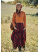 Elastic Waist Oversize Pocket Detail Striped Long Cotton Skirt