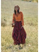 Elastic Waist Oversize Pocket Detail Striped Long Cotton Skirt