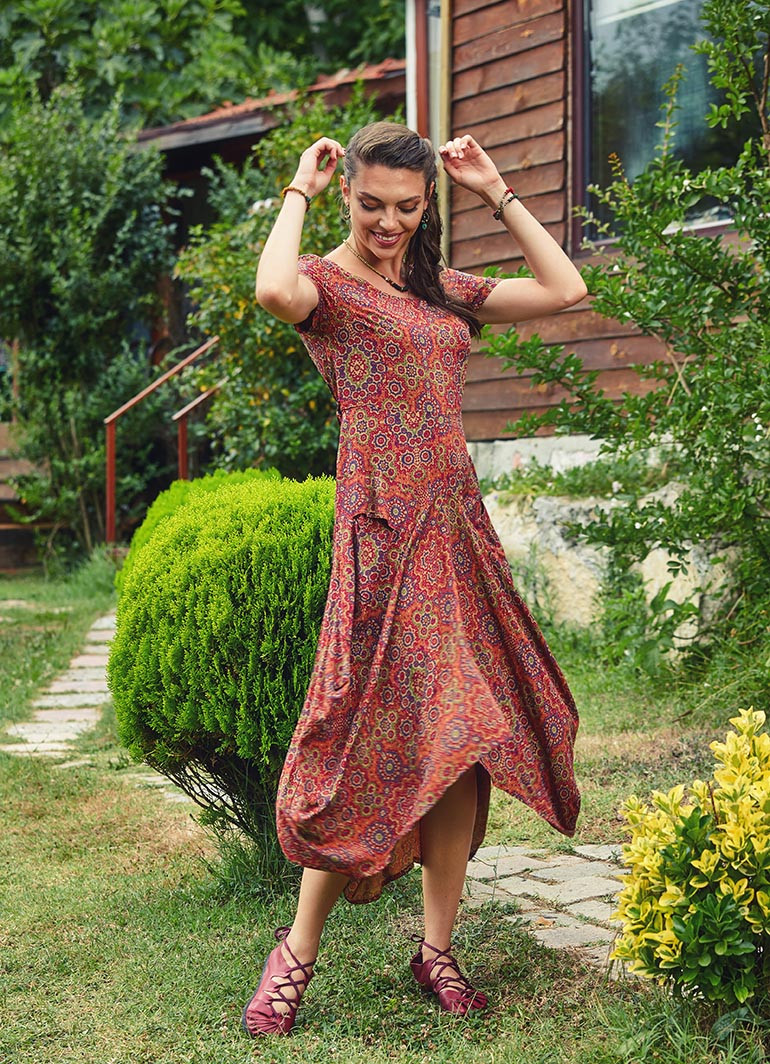 Summer new women's dress retro ethnic embroidered tassel lantern sleeve cotton  dress Bohemian beach dress - AliExpress
