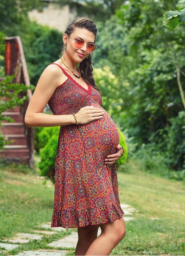 Retro Lace Strap Hippie Maternity Dress | Wholesale Boho Clothing
