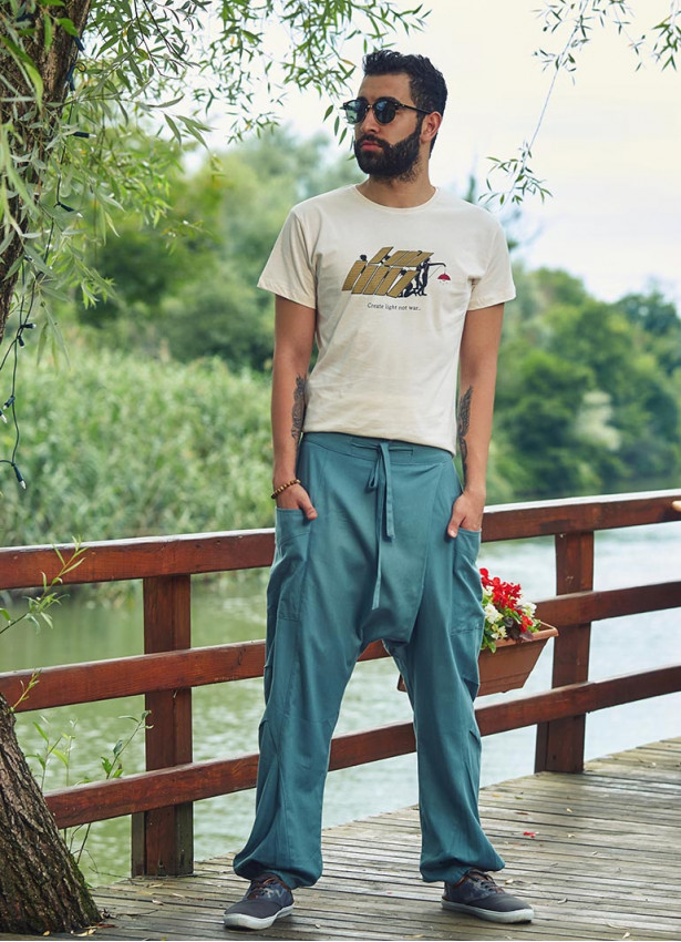 Adjustable Tie Waist Boho Wholesale Mens Drop Crotch Pants