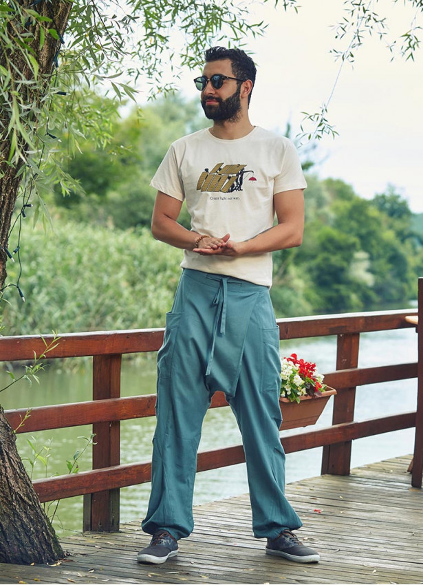 Adjustable Tie Waist Boho Wholesale Mens Drop Crotch Pants