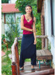 Side Zipper Closure Flat Waist Boho Wholesale Black Harem Pants